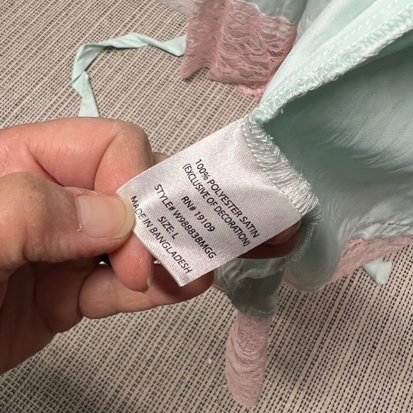 Macbeth Collection Liquorish satin blossom robe in mint and pink NWT sz Large - Picture 7 of 8